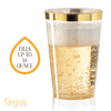100 Gold Plastic Cups 14 Oz Gold Glitter with a Gold Rim - Premium Disposable Party Cups - Elegant and Classy Sturdy Cups - Weddings Birthdays Anniversaries and Other Social Events